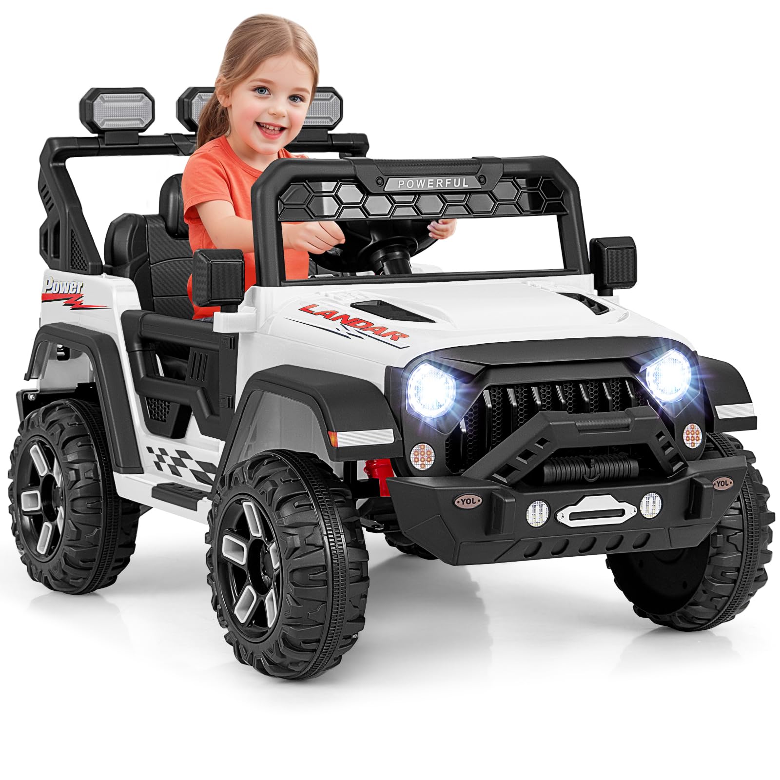 RELAX4LIFE Macchina Elettrica per Bambini 12 V con Telecomando,Porta USB, Musica e Luci, Avvio lento, 3 Velocità Regolabile 3-6 km/h, per 3 Anni+, Carico 30 kg,Avanti/Indietro/Destro/Sinistra (BIANCO)