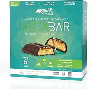 *NEW* No Sugar META BAR, Performance and Protein bar, Low Carb Snacks, Sugar Free Treats, Gluten Free, Healthy Snack Foods, Diabetic Friendly (Chocolate Caramel & Peanut, 12 Bars)