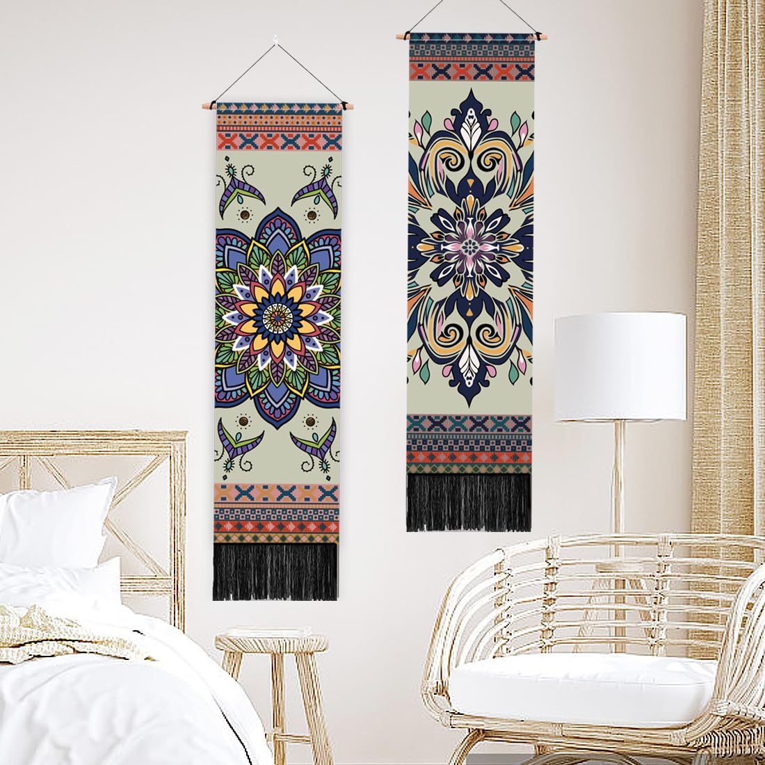 Arazzo Boho Mandala Rosa E Bianco - 135x160cm In Cotone, Per Soggiorno O Meditazione - Foto 9