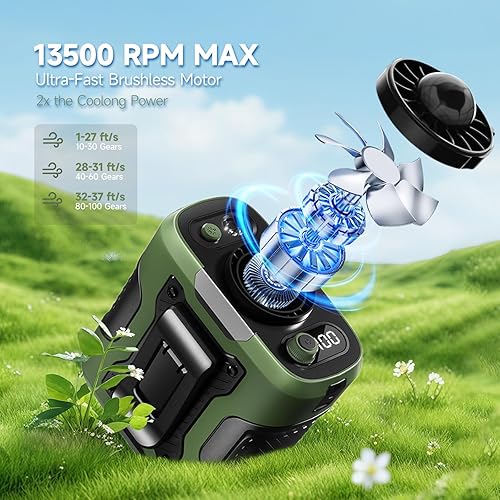 Miniatura 3 de Ventilador de cintura portátil, ventilador de cinturón portátil con 100 velocidades, 13500 RPM, banco de energía recargable por USB, ventiladores