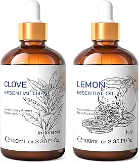 HIQILI Clove Essential Oil and Lemon Essential Oil, 100% Pure Natural for Diffuser - 3.38 Fl Oz