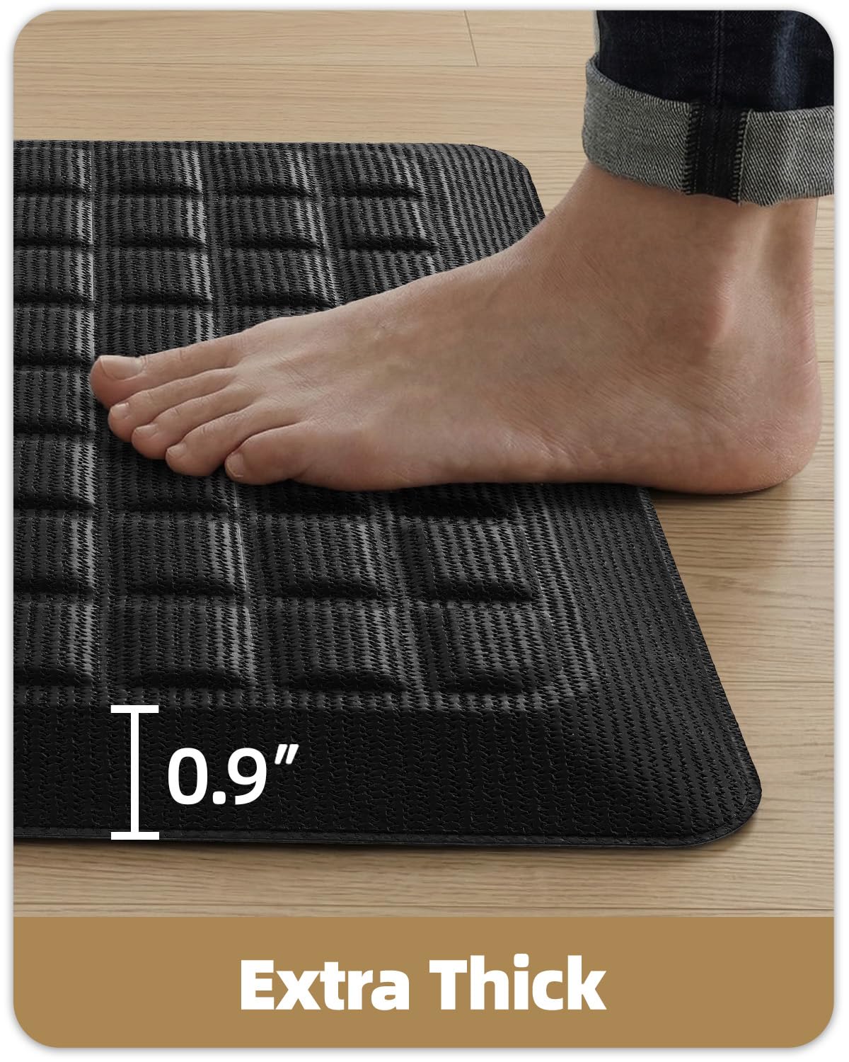 COLOR&GEOMETRY Extra Dicke 2,3cm Anti-Ermüdungsmatte – 50x100cm, Schwarz