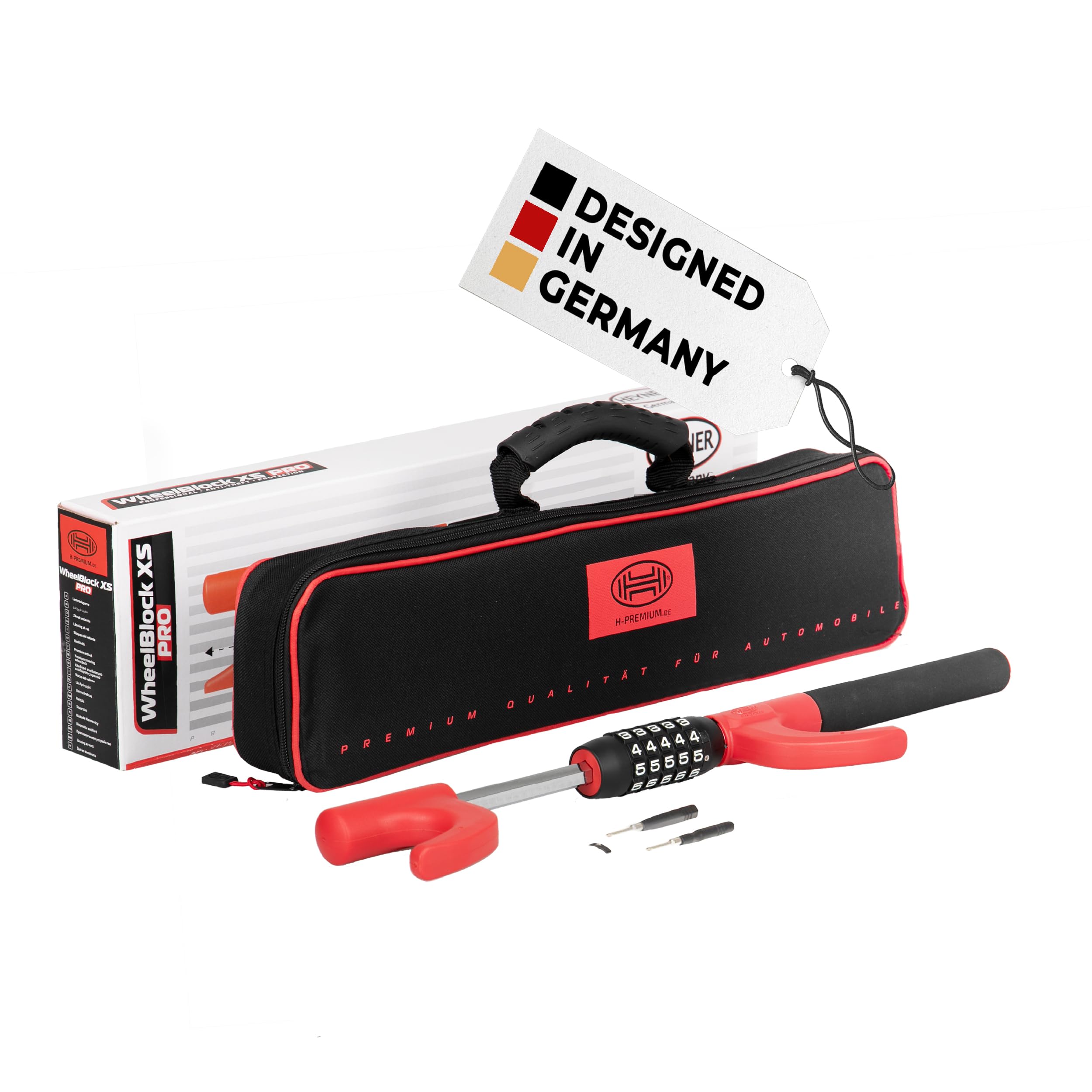 HEYNER® Lenkradsperre mit Zahlenschloss Kompakt Lenkradkralle Wegfahrsperre Parkkralle Diebstahlschutz Schloss PKW Auto Abschreckung Kralle