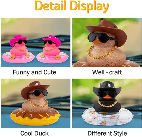 Miniatura 5 de wonuu Accesorios de coche, sombrero de vaquero, patos de goma, decoración de tablero de automóvil, decoración de tablero de goma, pato, accesorios