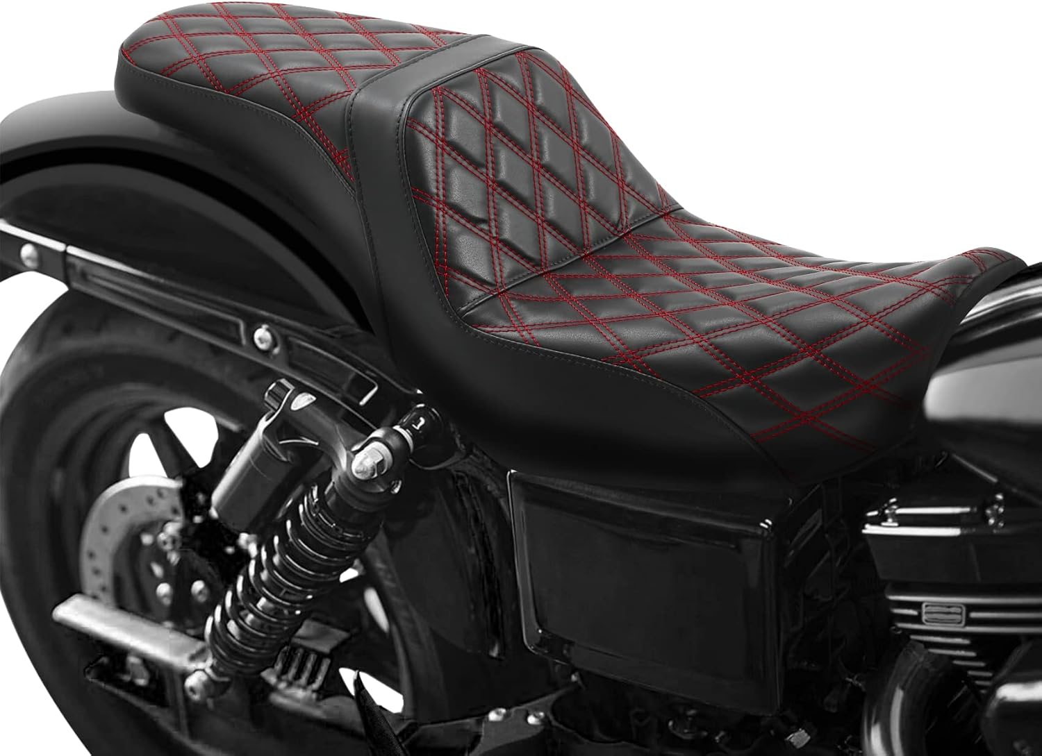 Motocycle Seat Driver & Passenger Seat Fit for Harley Dyna Wide Glide Low Rider Street Bob Fat Bob FXDF Super Glide Custom FXDC 2006-2017 Switchback Red Stitching