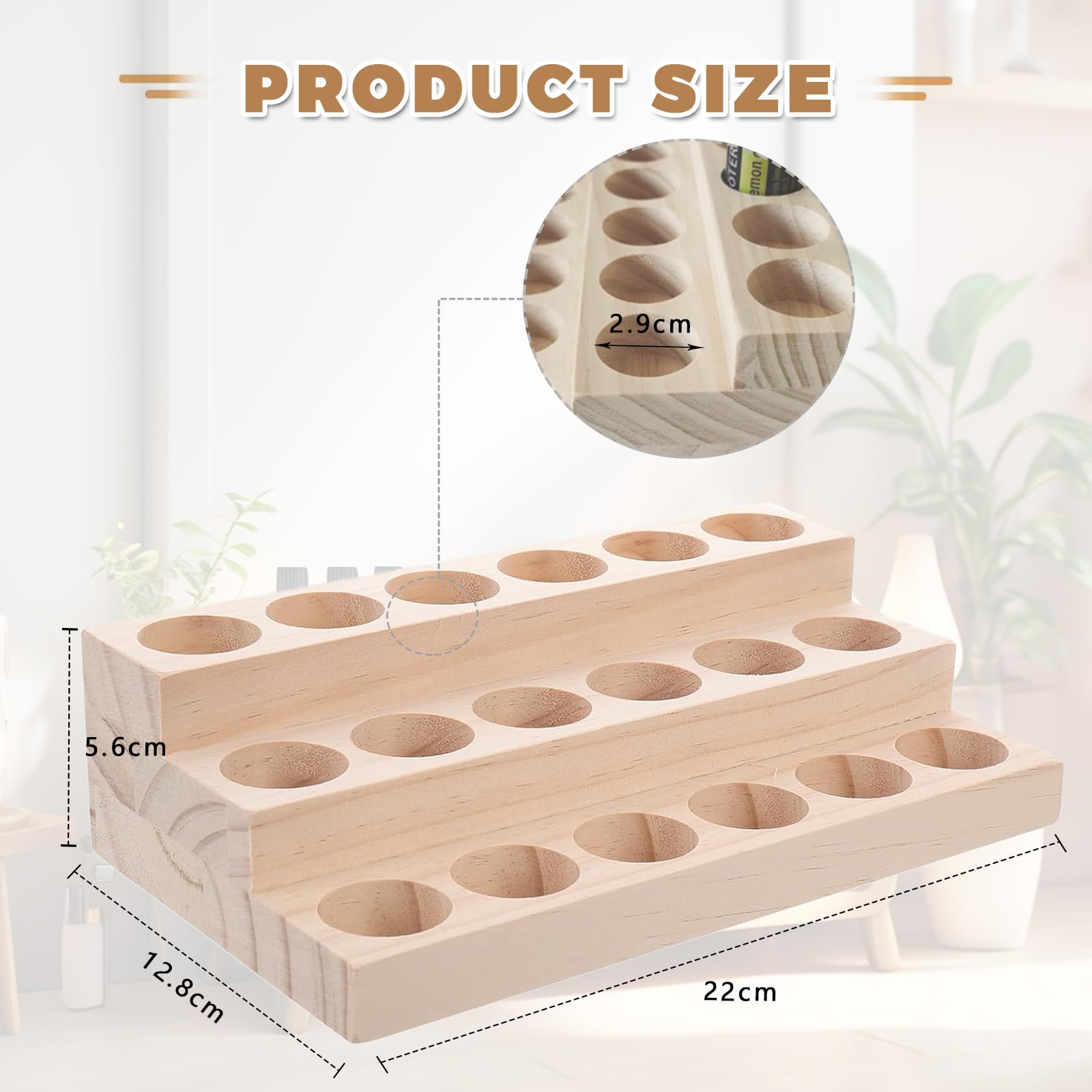 3 strati - 18 Slots Oli Essenziali Scatole Organizer in legno, Espositore per Olio Essenziale Organizzatore Scatola Portaoggetti Adatto per Casa/SPA/Tavolo da Toeletta/Ufficio