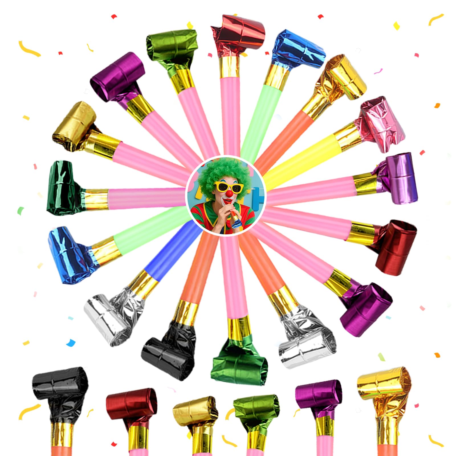 AMFUN 45PCS Party Blowers, Party Whistles Blowers, Blowers Noisemakers, Party Noise Generator for Birthday Party, Anniversary, Graduation, Wedding, Christmas