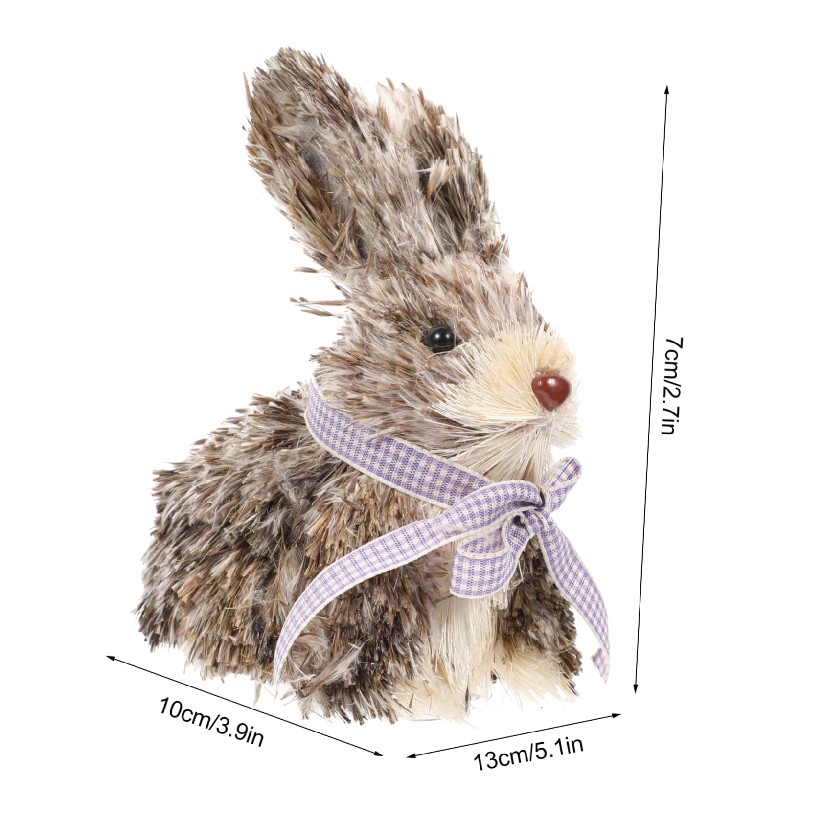 Cabilock Charming Bunny Birthday Decor Hand Crafted Straw Rabbit Ornament for Home
