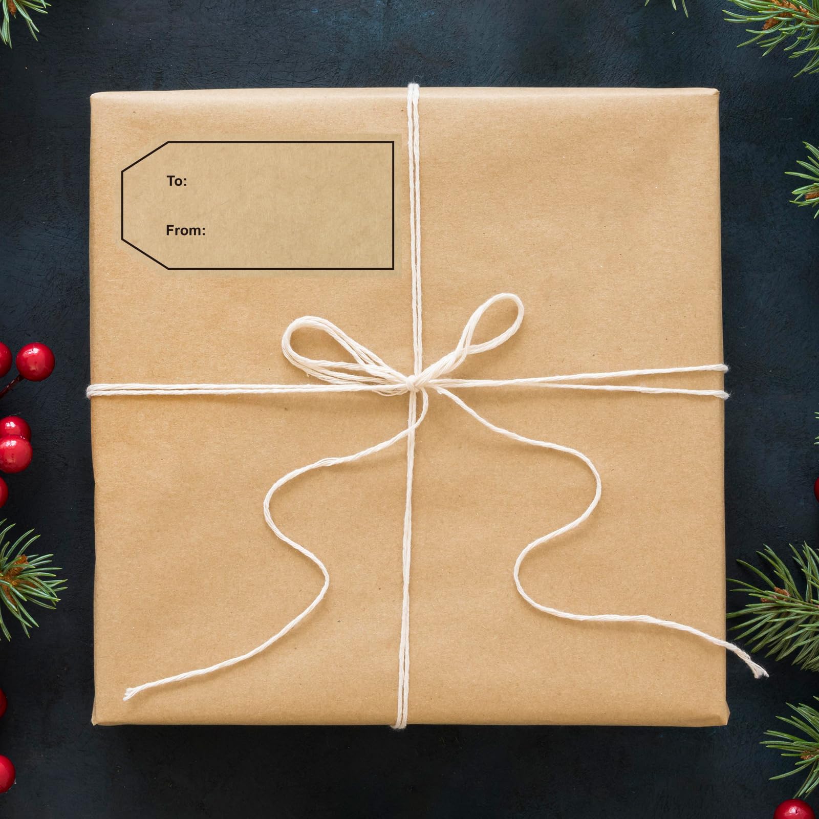 Etiquetas de regalo de 2.25 x 1.15 pulgadas, 304 etiquetas adhesivas de papel kraft natural para Navidad, vacaciones, día de San Valentín, bodas, regalos, tarjetas de envoltura de regalos,