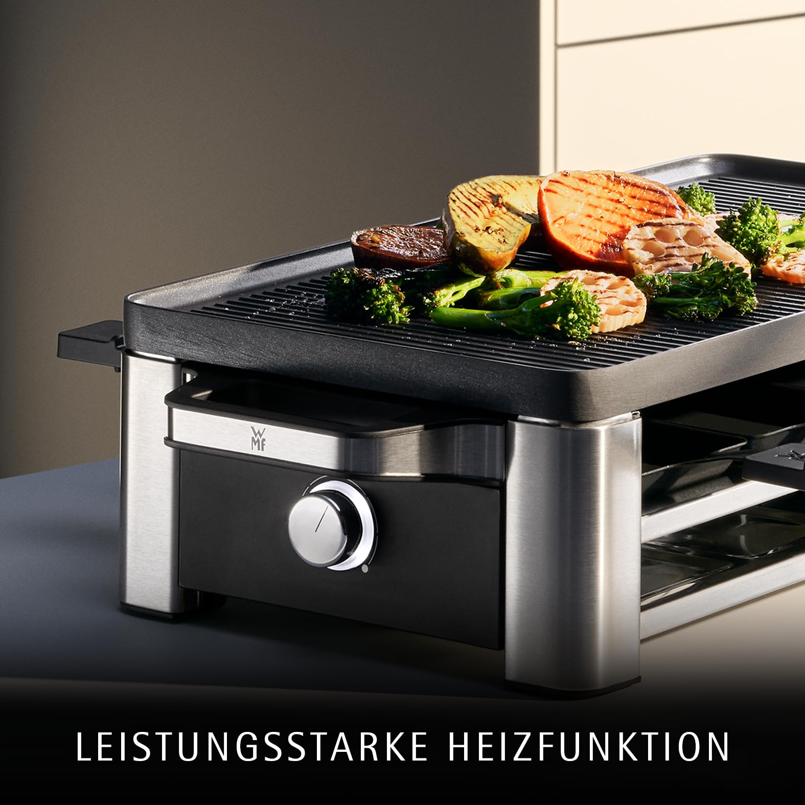 WMF Lono Raclette-Grill für 8 Personen, Cromargan-Edelstahl, antihaftbeschichtet