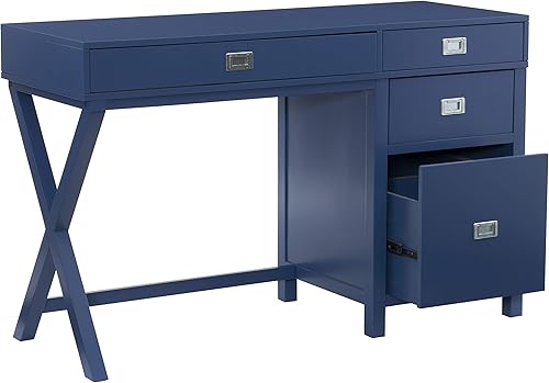 Miniatura 5 de Linon Sadie - Escritorio de almacenamiento lateral clásico moderno azul marino