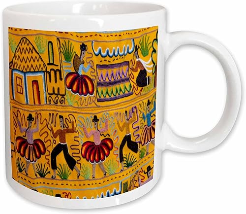 Miniatura 12 de 3dRose Ecuador Quito Otavalo Artesanía Mercado Bordado Textil Manta Textil Taza de Dos Tonos, 11 oz, Azul