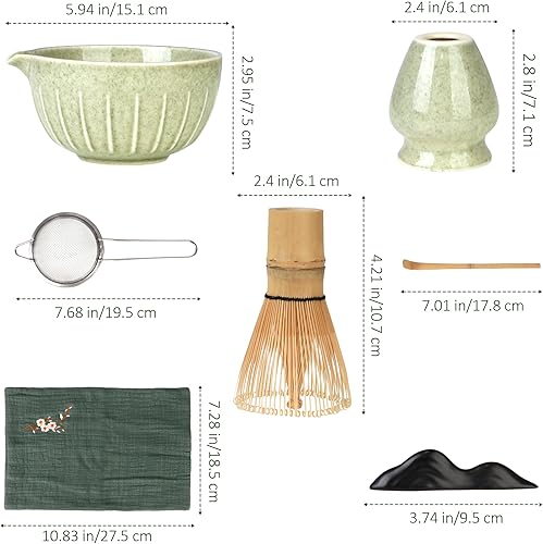 Miniatura 2 de Juego de tazón de matcha y batidor de té, colección de 7 piezas: cuenco de cerámica de 19 onzas, soporte para batidores, cuchara de bambú