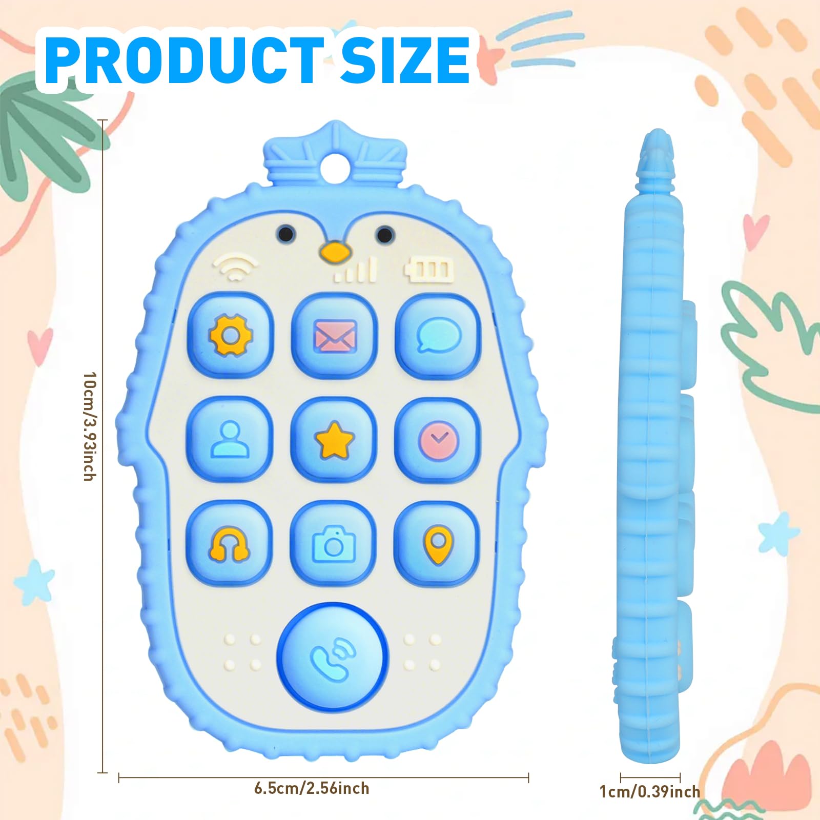 Aolso Teething Toys for Baby Silicone Phone Press Teether for Babies 18 Months+, BPA-Free - Image 2