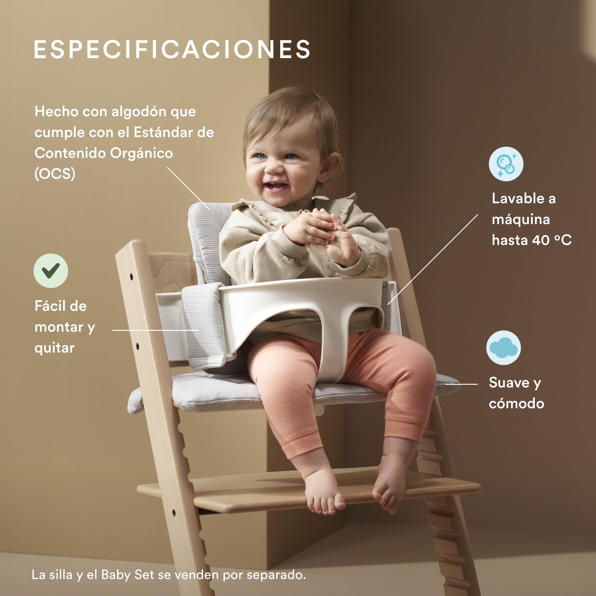 Tripp Trapp Cojín Clásico, Almas - A Juego con la Silla Tripp Trapp y la Trona para Mayor Apoyo y Comodidad - Lavable a máquina - para Todo Tipo de Sillas Tripp Trapp