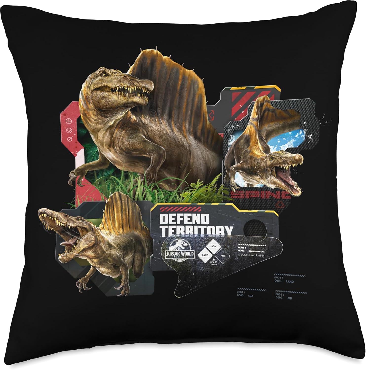 Jurassic World Rebirth Spinosaurus Defend Territory Throw Pillow