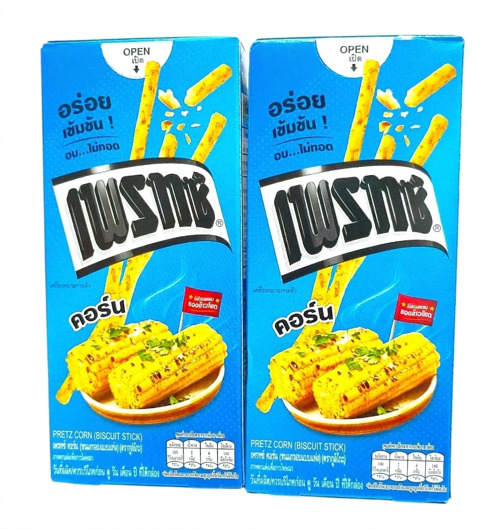 Corn Flavour Biscuit Sticks Pretz | 22gm (Pack of 2) | Sweet & Savory Grilled Corn Snack | Crispy Baked Breadsticks | Thai Import-image-11