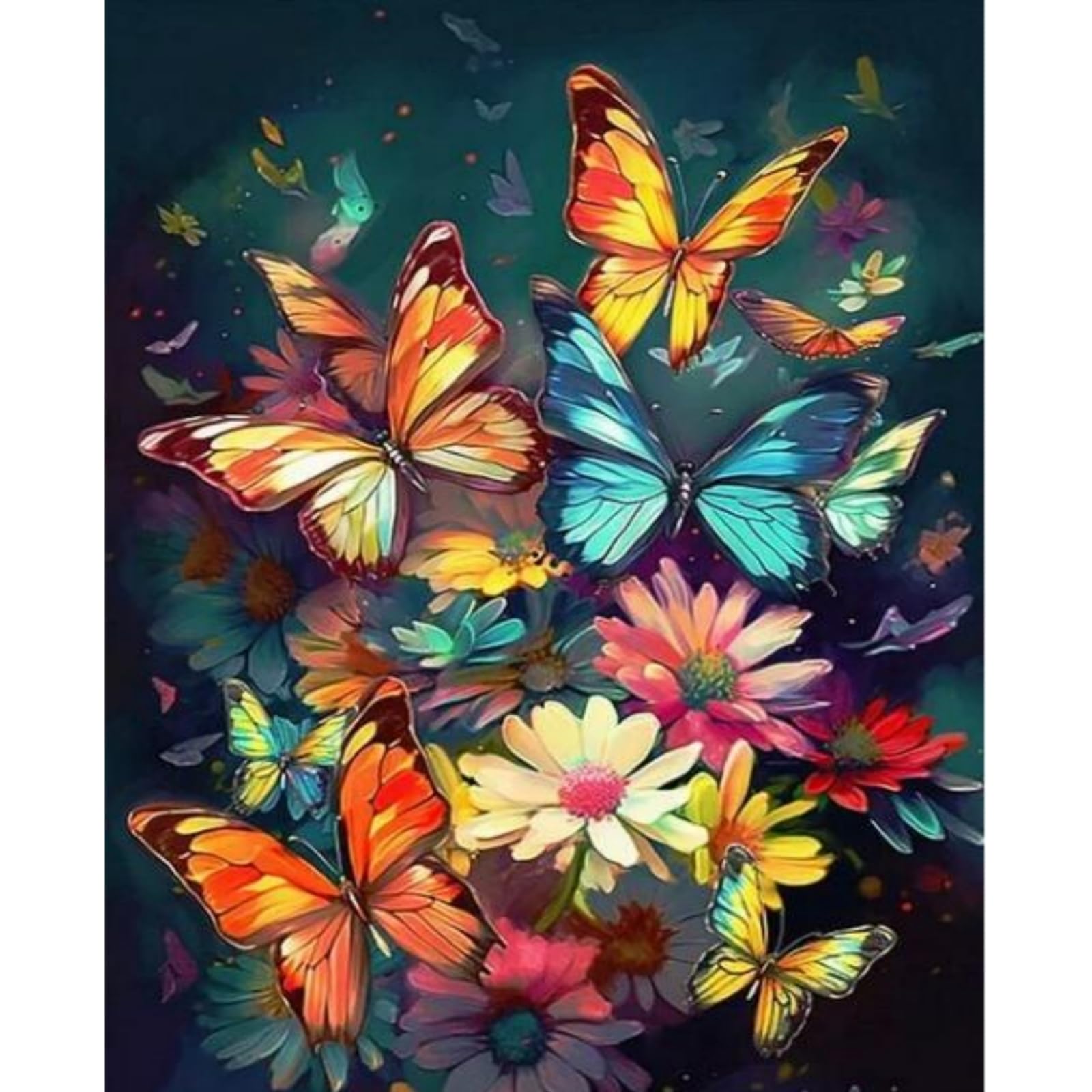 vooiceofco Pintar por Numeros Adultos, DIY Pintura por Números, Kit de Pintura al óleo de Lienzo DIY para con Pinceles, Pigmento Acrílico 40 x 50cm,Mariposa