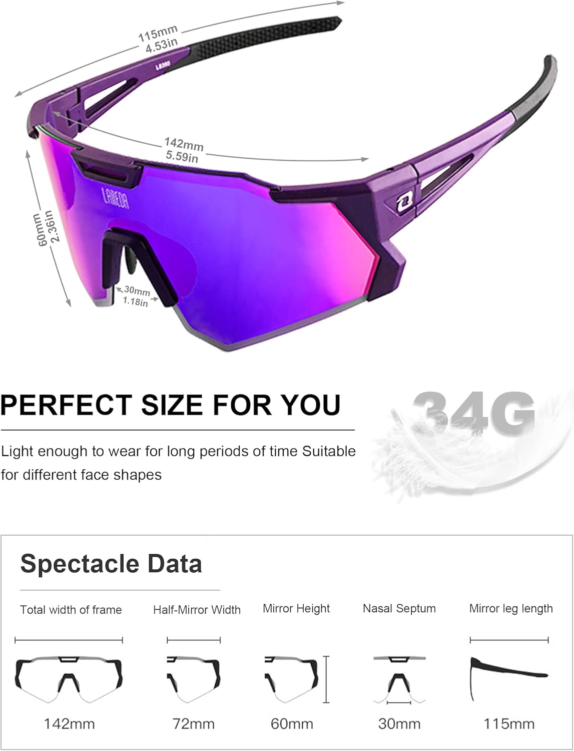 LAMEDA Polarized Sports Sunglasses for Men Women, High Definition UV Protection Cycling Glasses for Biking Fishing Running - Image 6