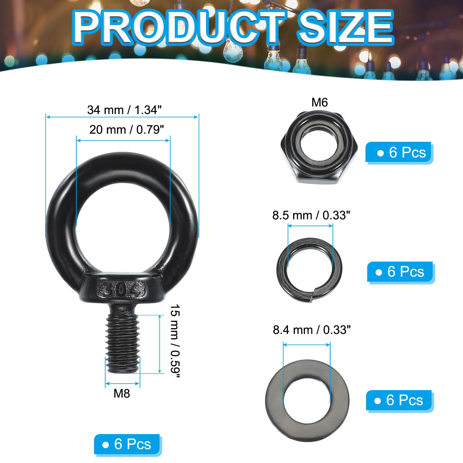 PATIKIL M8x15mm Lifting Shoulder Eye Bolt - Image 2