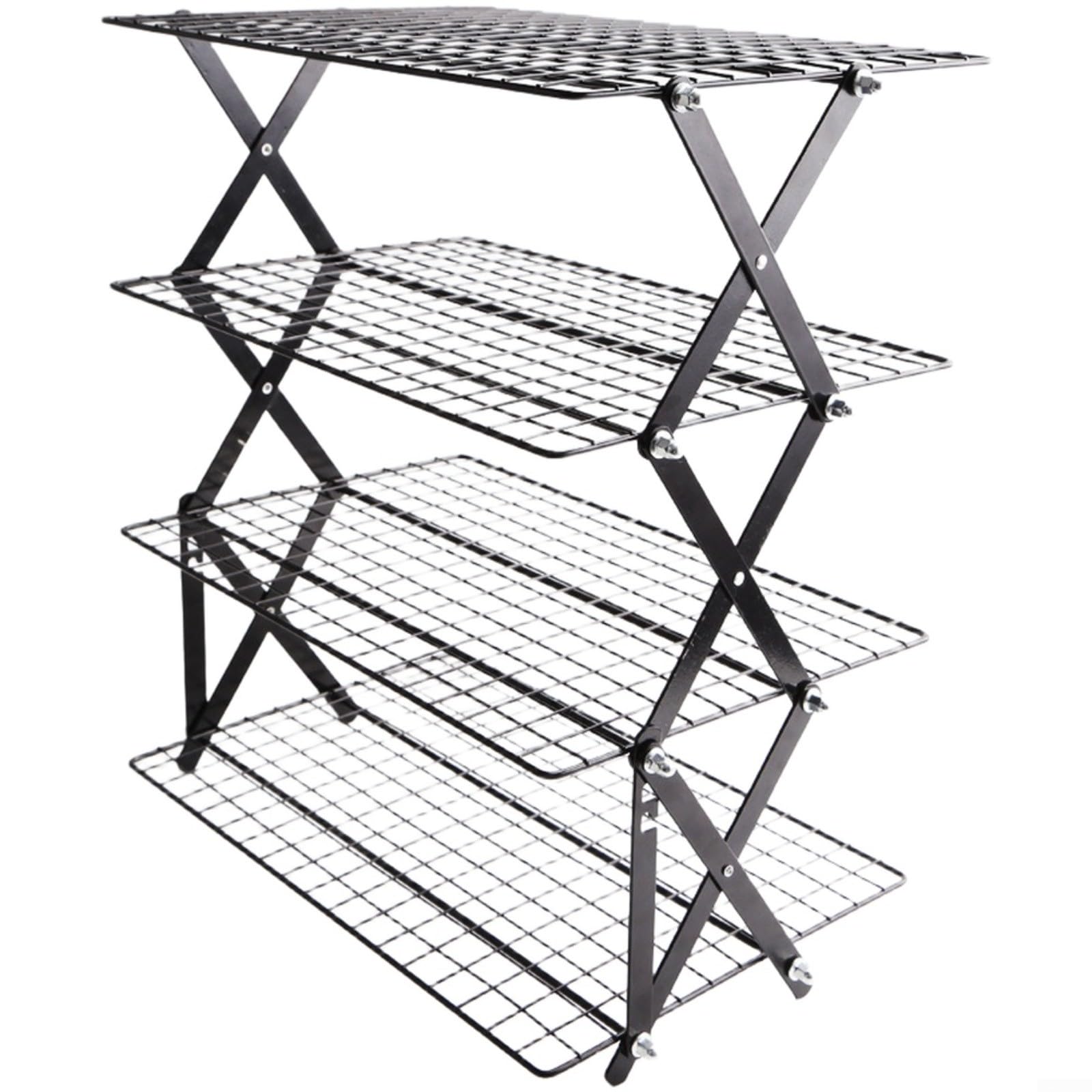 Fauhapyway Klappbares Kühlregal 2/3/4 Etagen, stapelbar für Backen(Four-layer)