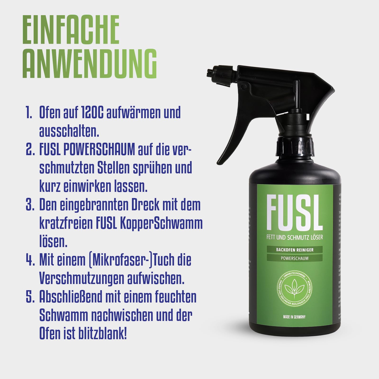 Reinigungsset 3x500 ml + Kupferschwamm – Krustenlöser, Fettlöser & Backofenreiniger Power-Schaum für Grill, Backofen, Pfanne, Ceranfeld & mehr – stark gegen Eingebranntes & fettige Rückstände