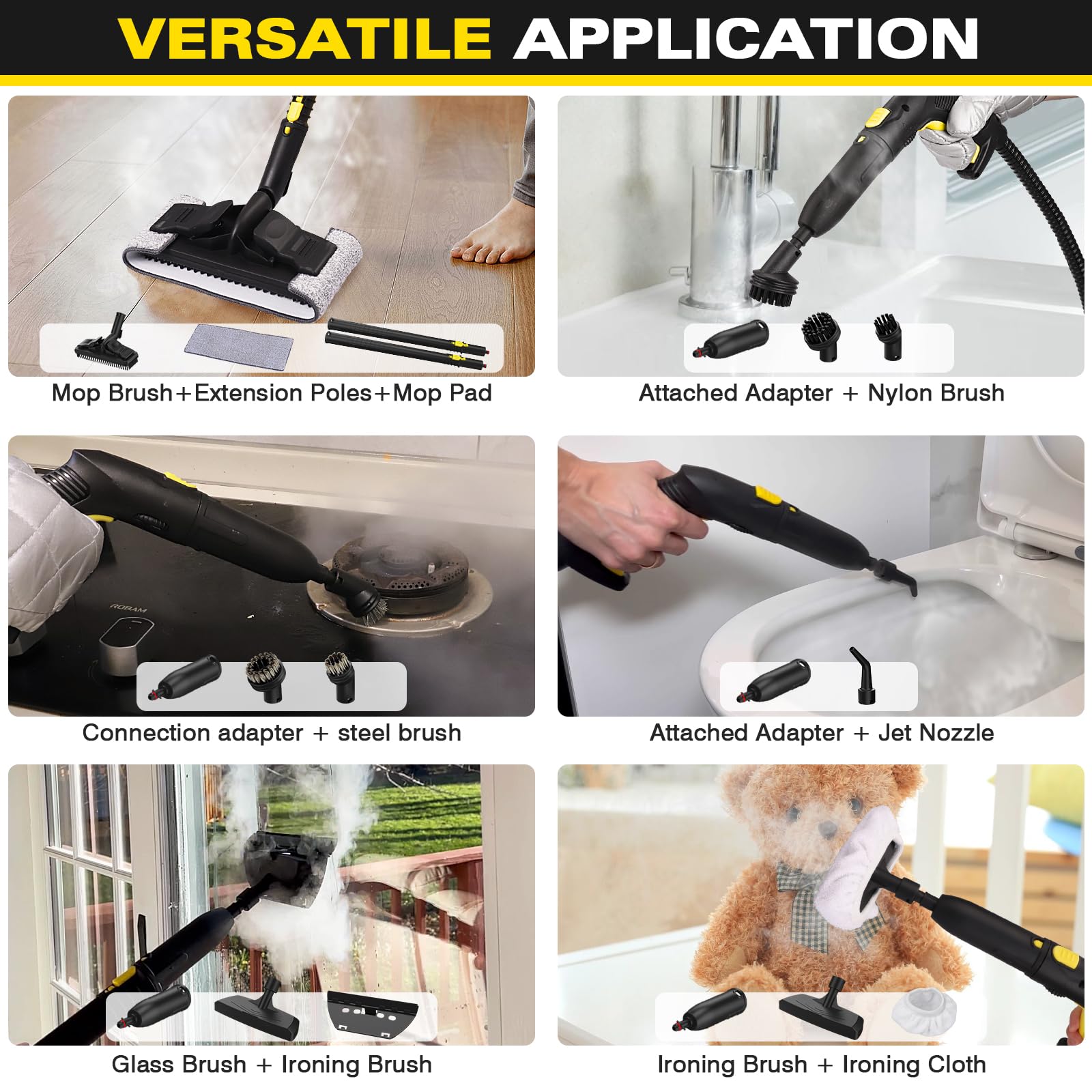 Nettoyeur vapeur multi-usages avec 23 accessoires, pour retirer le papier peint, le sol, la moquette, le canapé, les meubles rembourrés, la voiture, le carrelage, le rembourrage, la salle de