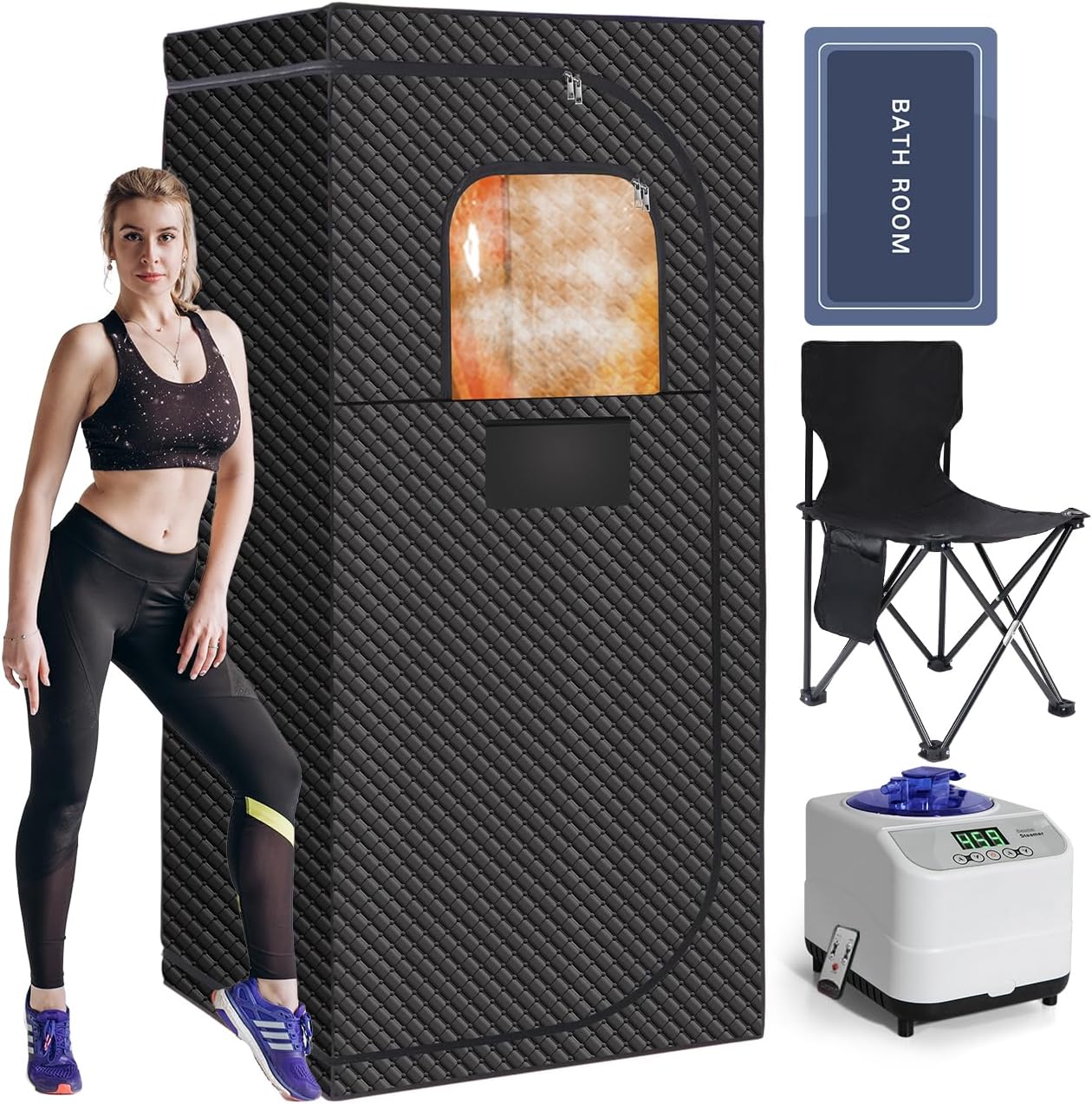 Portable Sauna, Steam Sauna for Relaxation, Detox and Muscle Relief, Personal Indoor Sauna Box with 3L/1500W Steamer, 9 Levels Up to 140°F Portable Sauna for Home, Bedroom, Living Room