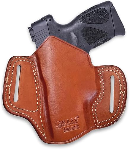 Miniatura 5 de Premium The Ultimate - Funda de piel para panqueques OWB, parte superior abierta, se adapta a Taurus G3c 0.354 in Compact 3.20'' BBL, dibujo a mano