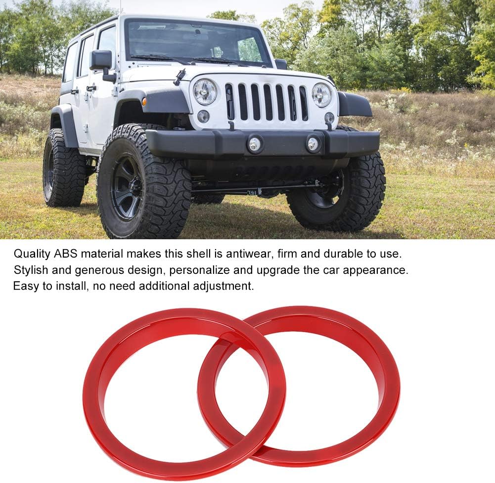 Yctze Turn Light Trim Car Decoration Accessory Pair of Exterior Turn Light Ring Trim Fits for 2007-2017(red)