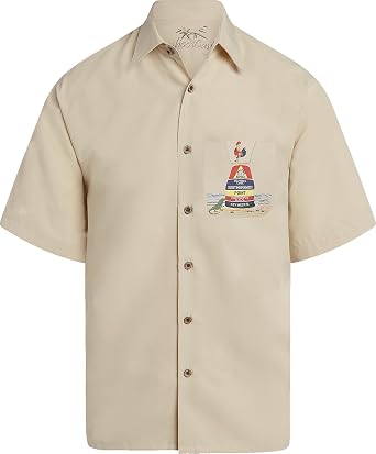 Bamboo Cay Mens Embroidered Southernmost Rooster Tropical Button Down Camp Shirt