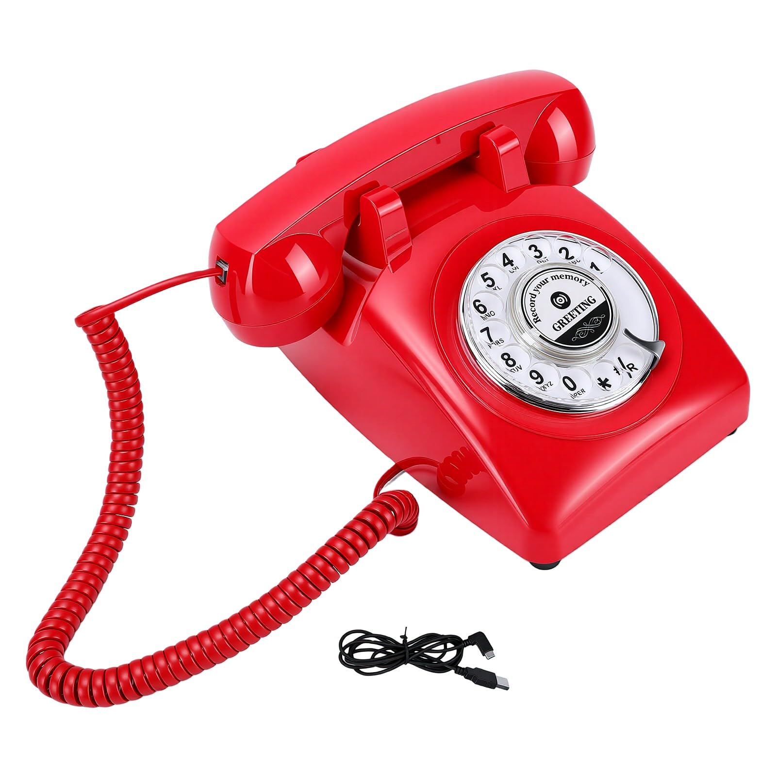 Tonysa Telefono Vintage con Registrazione Vocale Rotante, Libro degli Ospiti per Eventi di Nozze, Memoria da 8 GB, Registrazione per 120 Ore, Telefono per Messaggi retrò, Regalo Facile da Usare