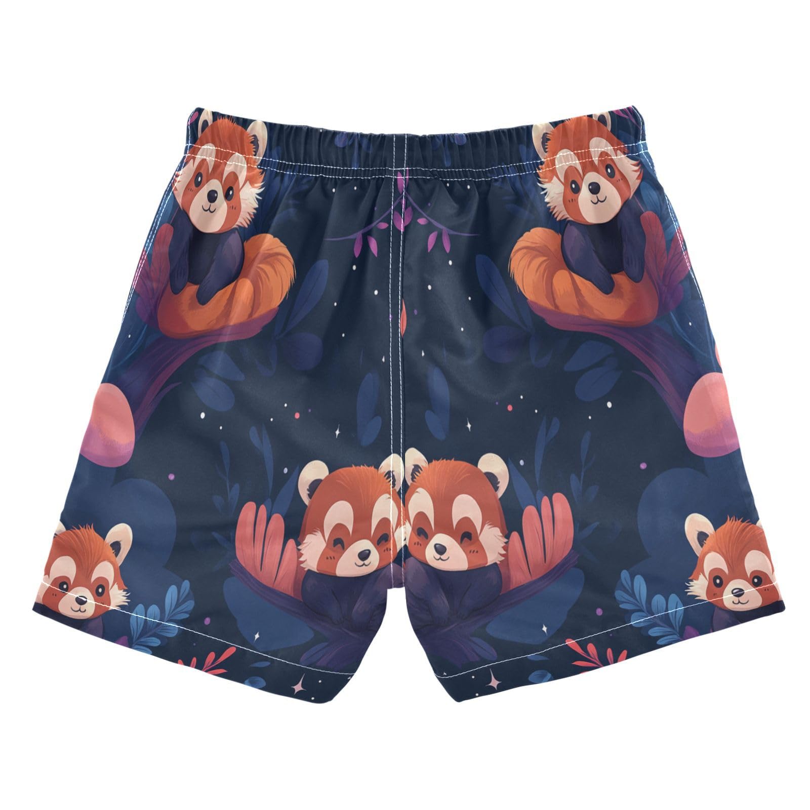Jucciaco Boys Swim Trunk Quick Dry Beach Board Shorts Raccoon Red Bear Panda Swimwear for Kids