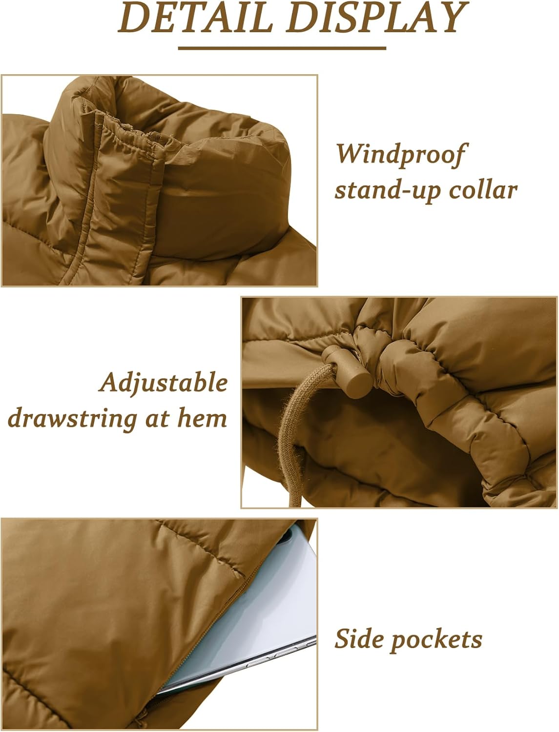 PEHMEA Women's Cropped Puffer Jacket Winter Warm Zip Up Stand Collar Short Down Bubble Coat with Pocket - Image 5