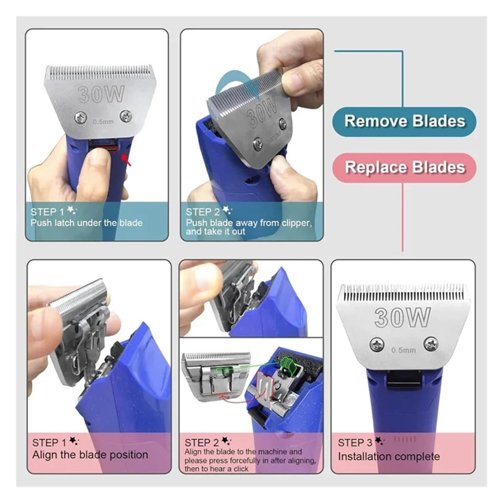 Abnehmbares Haustier Hund Katze Pflege Clipper Keramikklinge | Kompatibel Mit Andis ,Kompatibel Mit Oster A5 KM10 Series Animals Clippers Die Meisten(4FW)