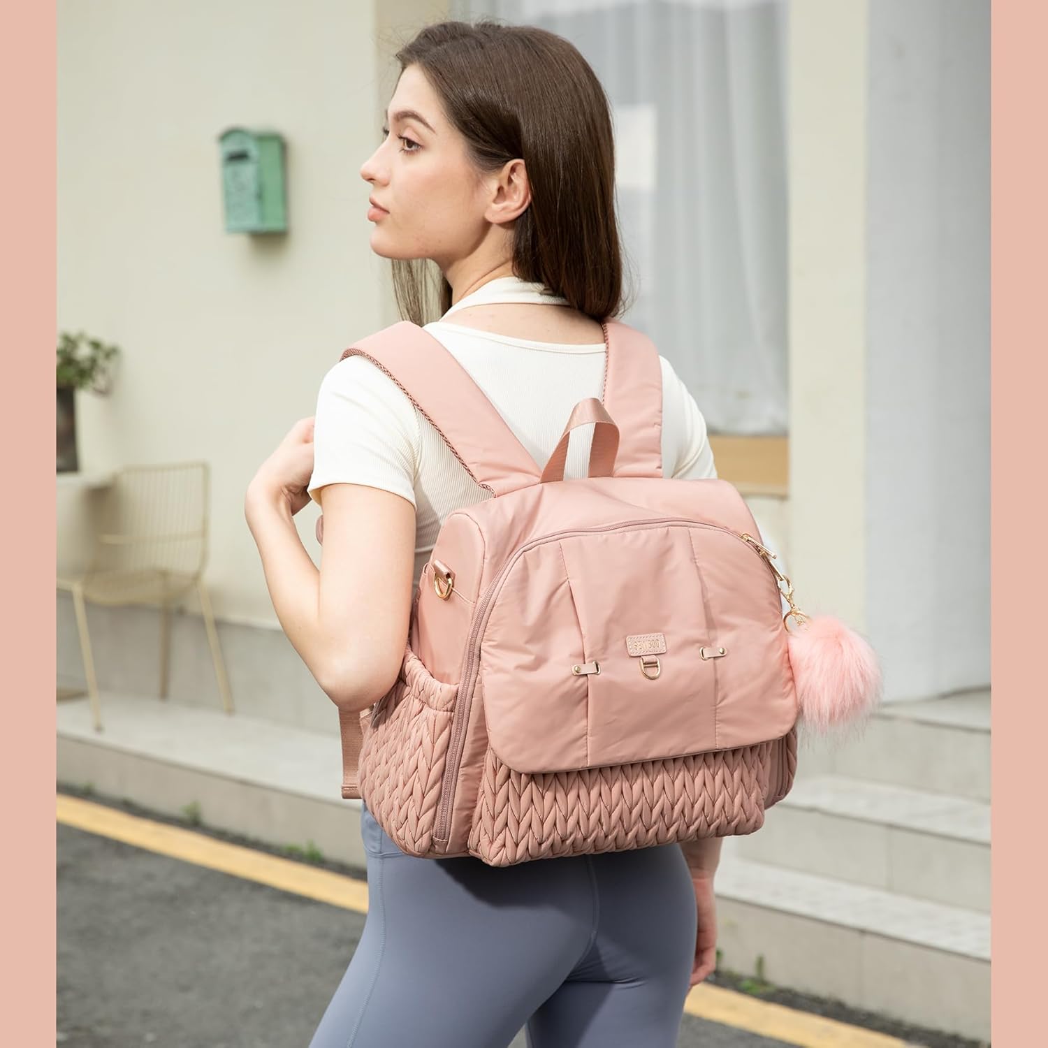 Allie Backpack Stylish Diaper Bag,Travel Baby Bag with Insulated Pockets,Changing Pad, Stroller Clips, Shoulder Strap(Dusty Rose)