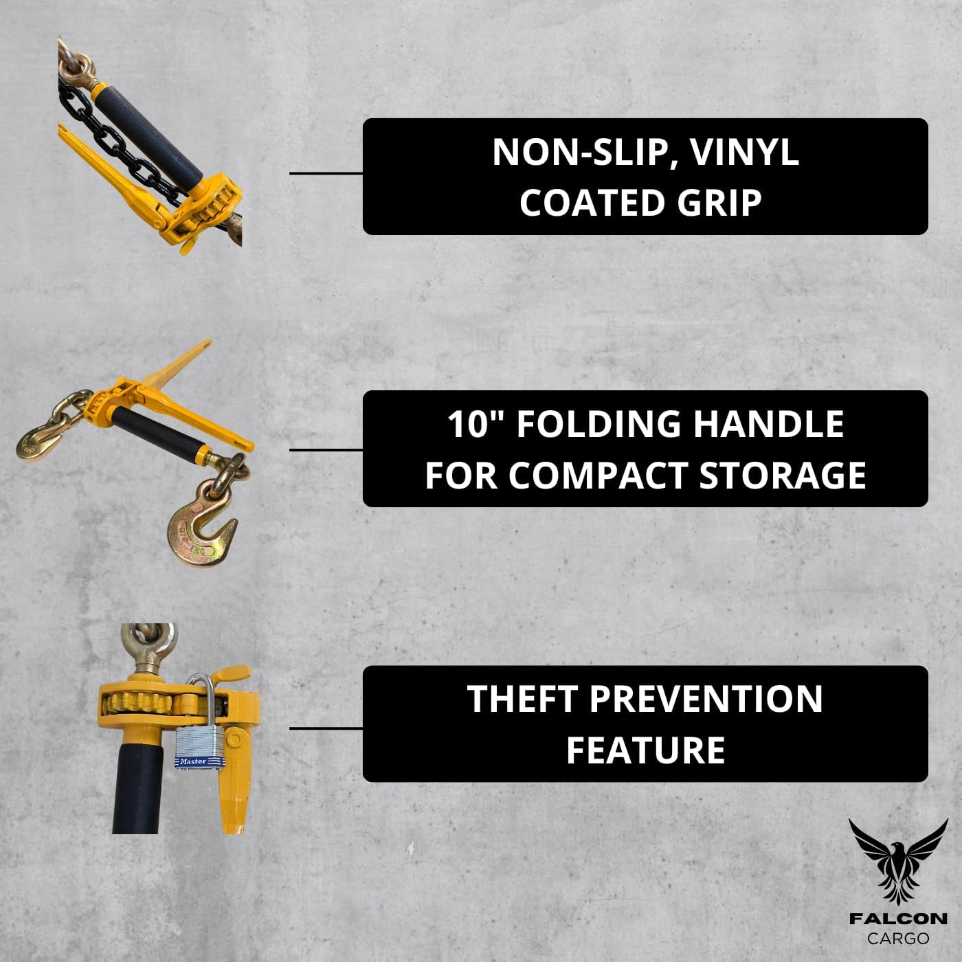 2PK 5/16-3/8" Folding Ratchet Load Binder G70 & G80-7,100 LBS WLL - Clevis Grab Hook, Chain Tie-Down