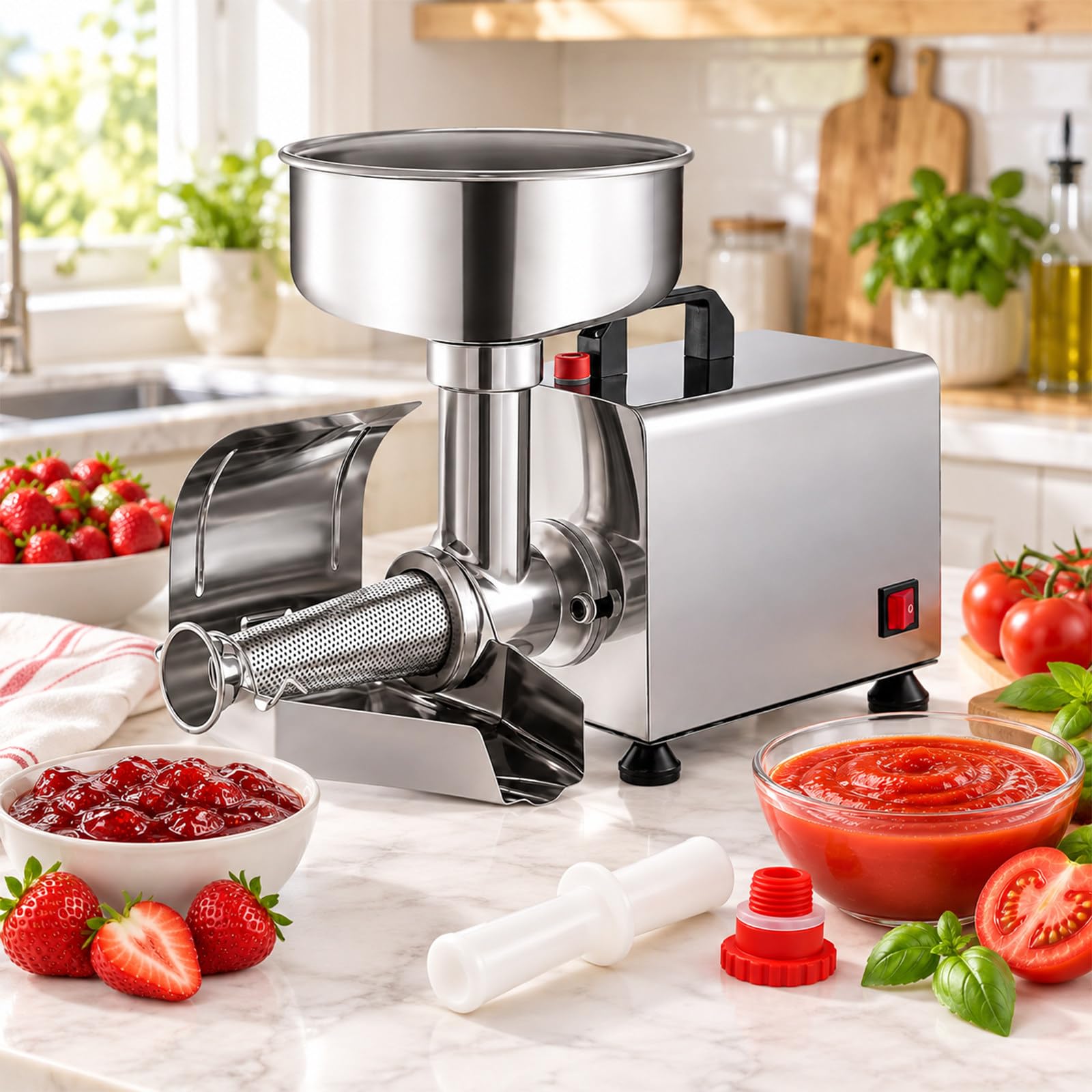 Spremipomodoro Elettrico 450W, 110-240V per Salsa, Purea e Frutti