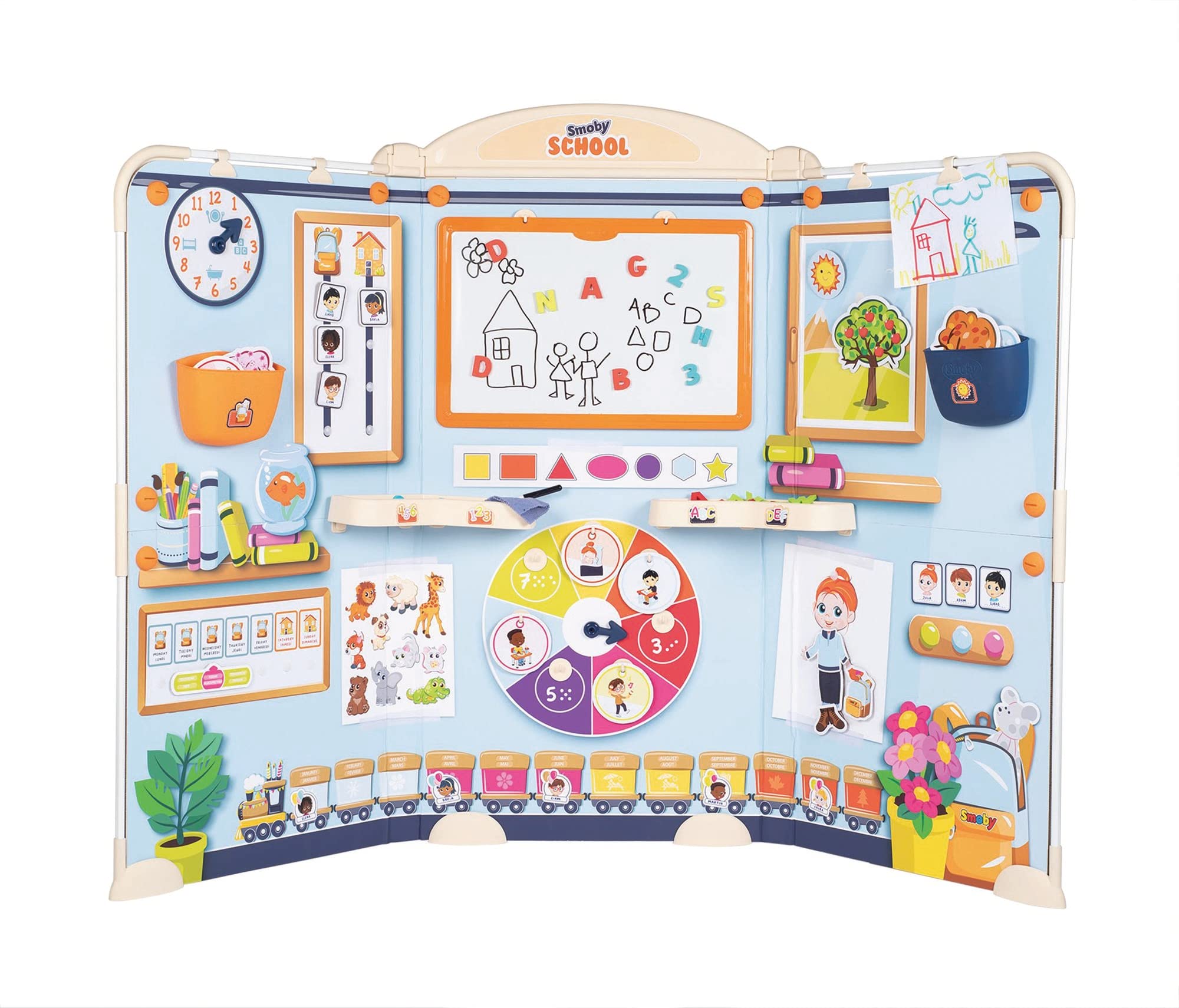 Smoby - School - Salle de Classe - Ecole/Maitresse - Ardoise Double Face Blanche Magnétique + Craie - 80 Accessoires Inclus - A Partir de 3 Ans - Fabrication Française