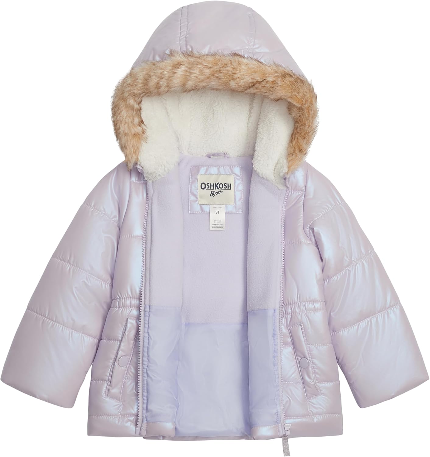 OSHKOSH B'GOSH baby-girls Warm Winter Parka Coat With Faux Fur Sherpa-lined Hood - Image 2