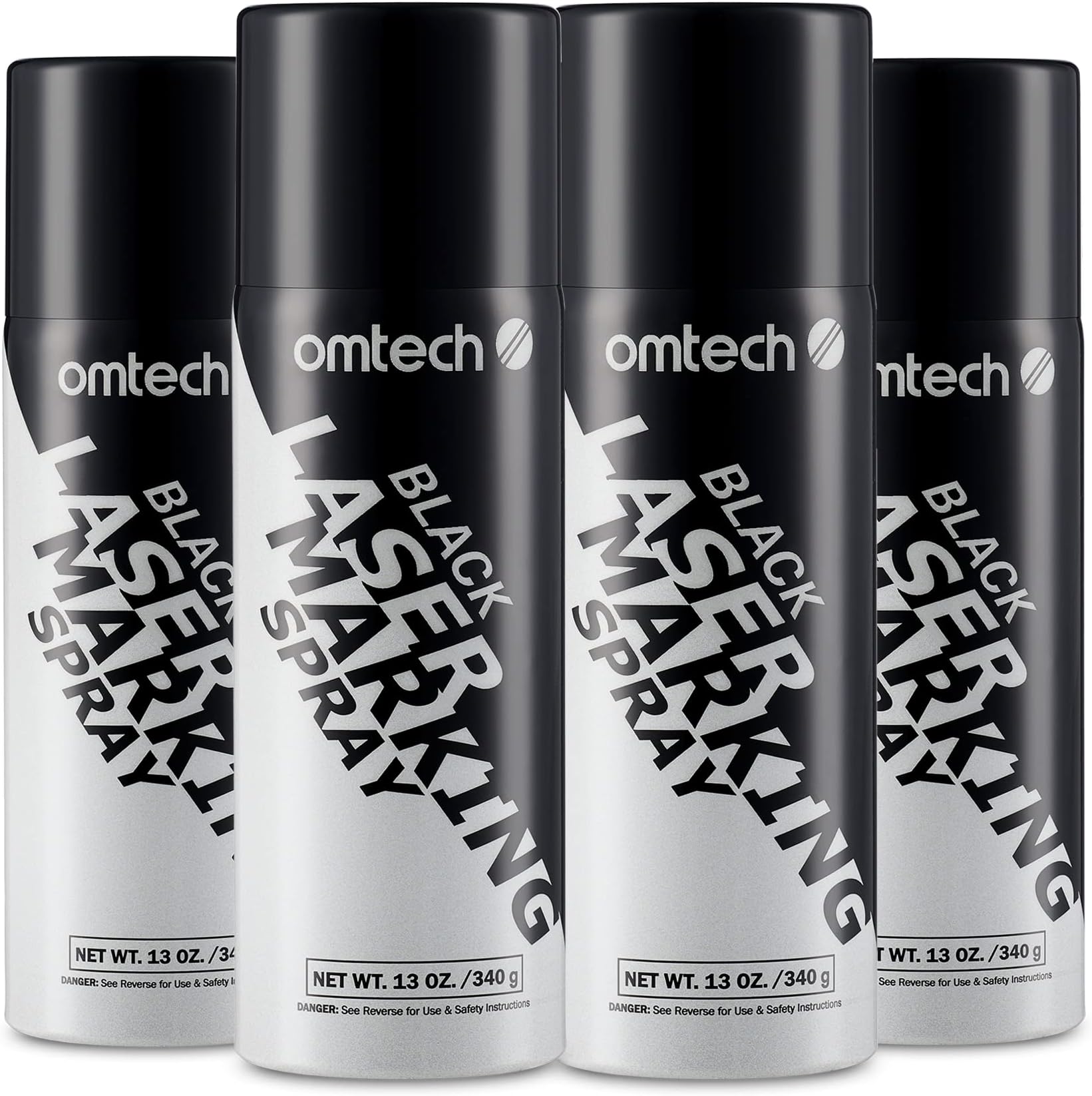 OMTech Laser Marking Spray, Metal Laser Marking Fluid for CO2 Laser Engravers, 4Pcs 13oz Aerosol Spray for Black Laser Engraving Metal, Laser Ink for Aluminum Stainless Steel Brass(4 Pack)