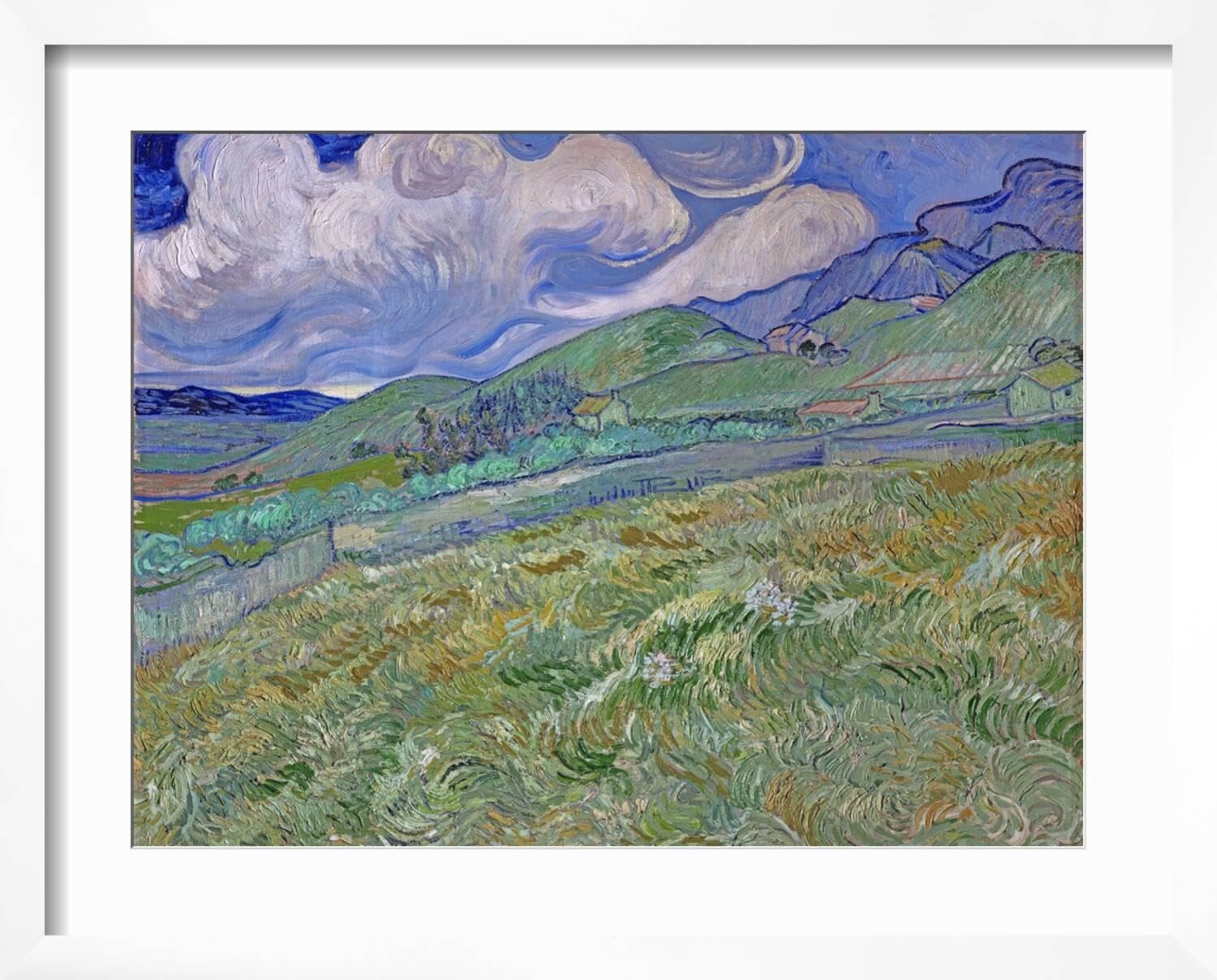 ゴッホ　Wheatfield with Mountains Wheatfield and Mountains - Vincent Van Gogh Paintings