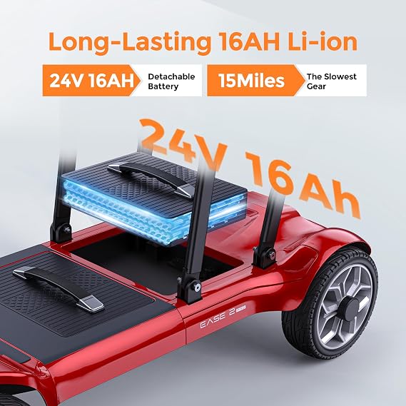 ENGWE 42 lbs Lightweight Mobility Scooter for Adults, Foldable Travel Scooter with Removable Battery, Portable Electric Powered Mobility Scooter for Shopping, Cruises & Daily Travel, 15 Mile Range