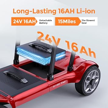 ENGWE 42 lbs Lightweight Mobility Scooter for Adults, Foldable Travel Scooter with Removable Battery, Portable Electric Powered Mobility Scooter for Shopping, Cruises & Daily Travel, 15 Mile Range