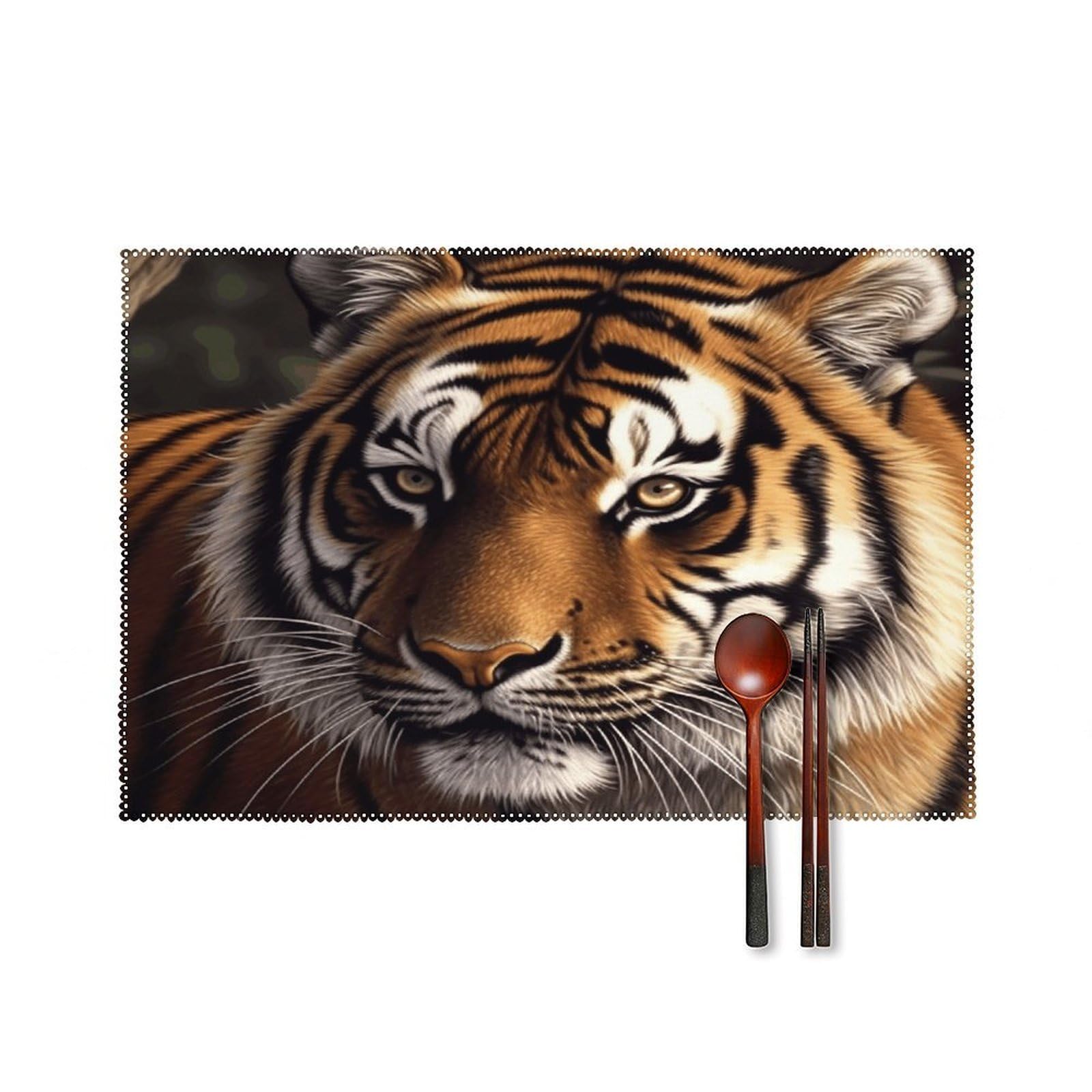 Bengal Tiger Placemats Set of 4 Non-Slip Heat Resistant Table Mats Canvas Washable Cloth Place Mats Easy to Clean Premium Placemat for Kitchen Dining Table Decoration