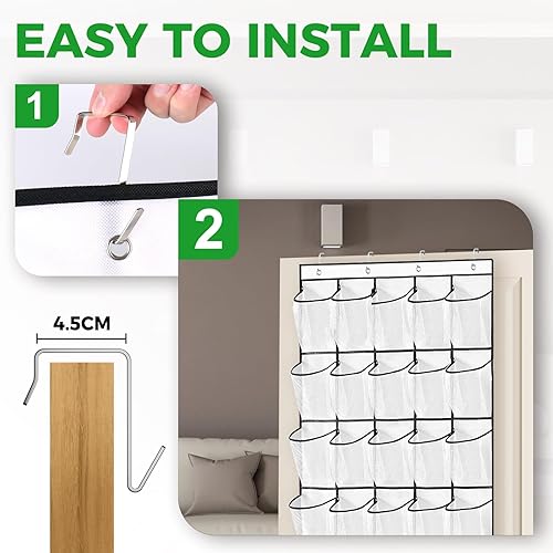 Miniatura 6 de Organizador de zapatos con 35 bolsillos sobre la puerta, zapatero para entrada de puerta delantera, zapatero colgante, adecuado para balcones,