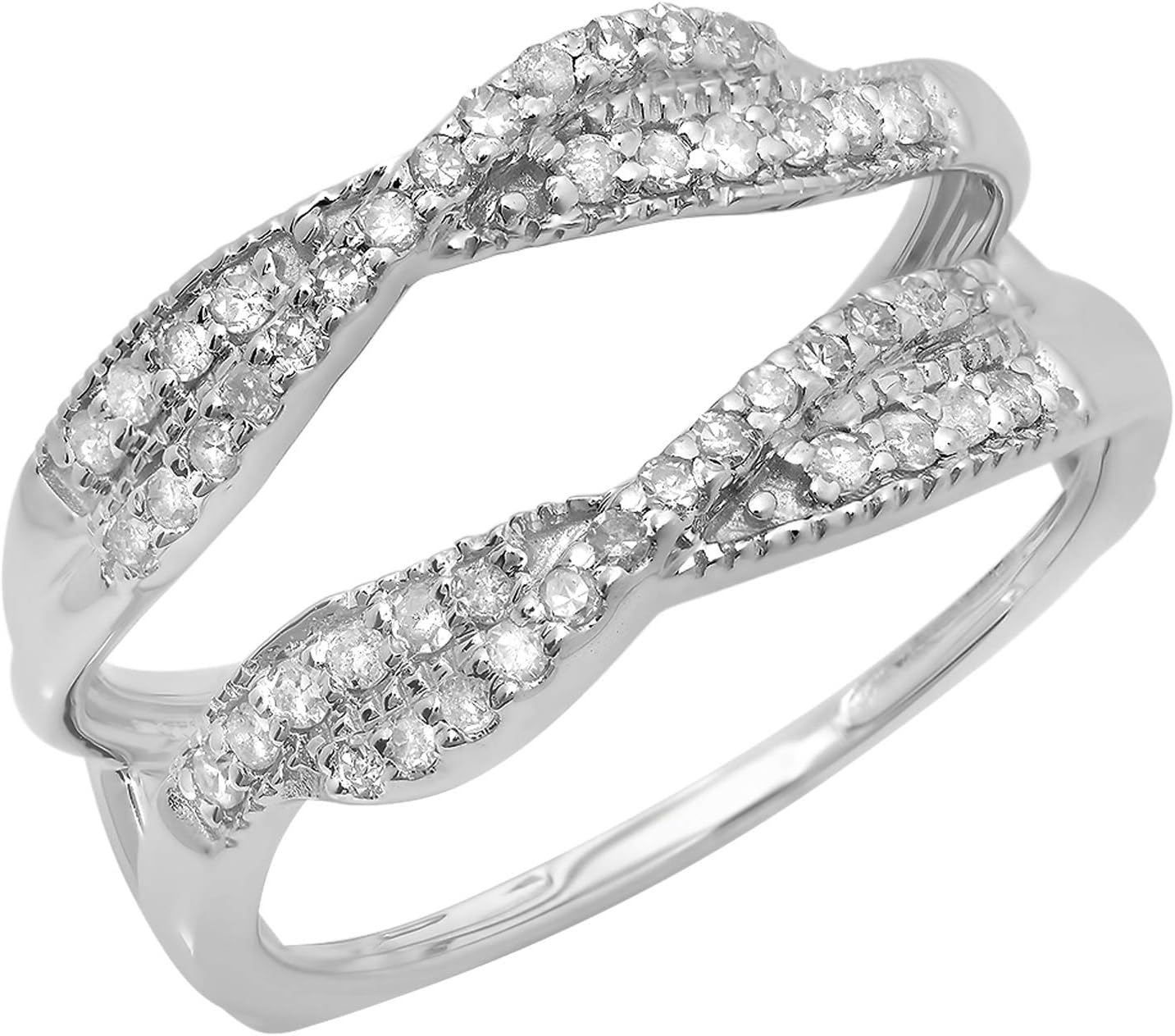 Classic Round Cut Cubic Zirconia Enhancer Women's Wedding Engagement Guard Ring Enhancers Ring 14K White Gold Over Sterling Silver