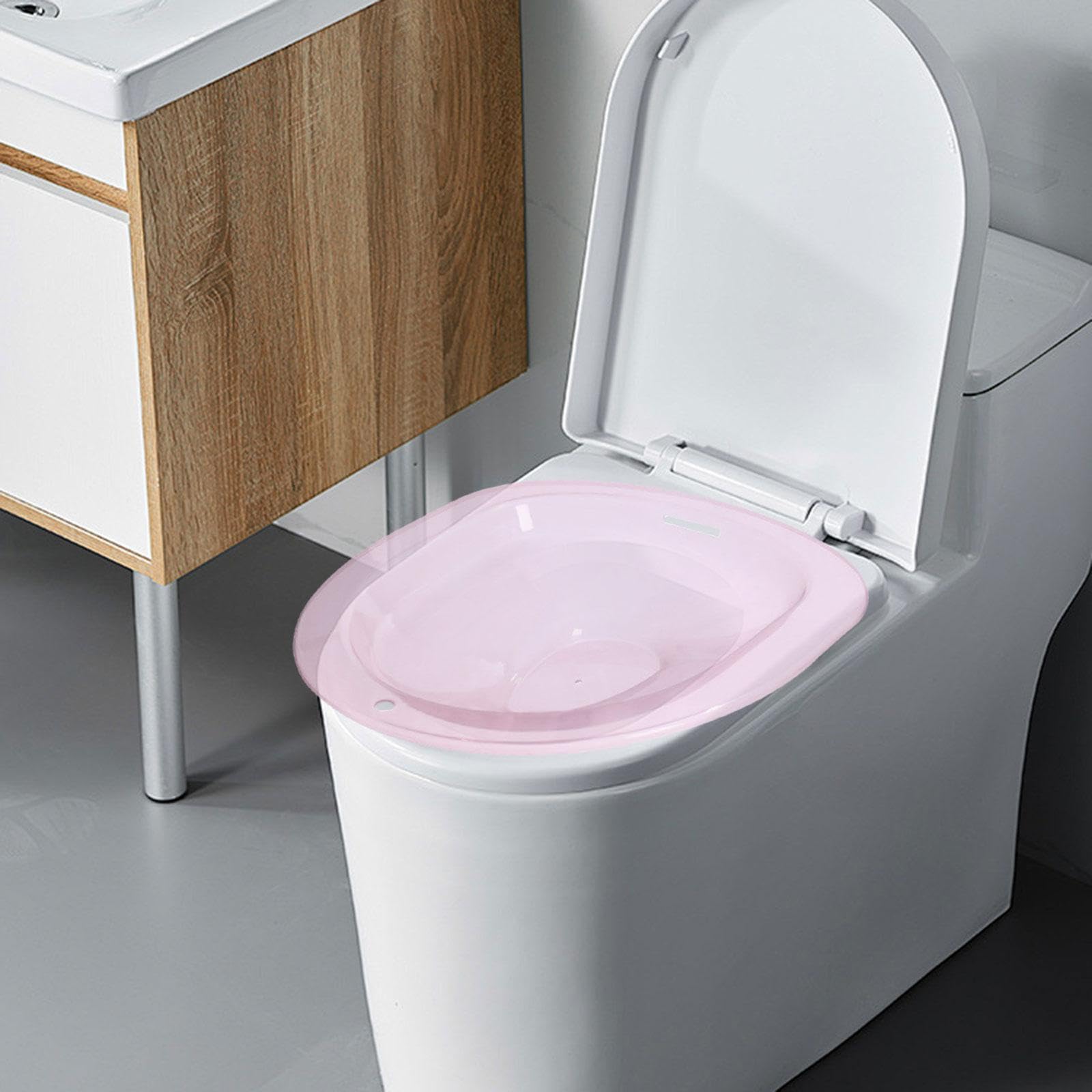 Oshhni Bain de Siège Toilette Sitz Bain Bassin Bidet Bassin de Bain Ergonomique En PP Solide Confortable pour Le Nettoyage Intime Convient à L'Hygiène Des Fe, Rose Transparent
