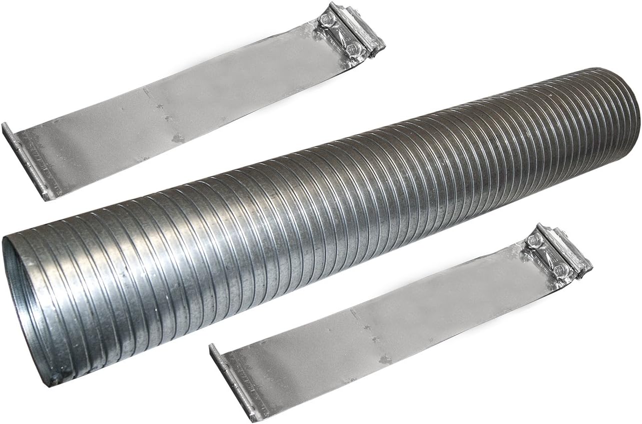 48" Galvanized Flexible Exhaust Tubing 5" Diameter Flex Pipe with 2 Band Clamps
