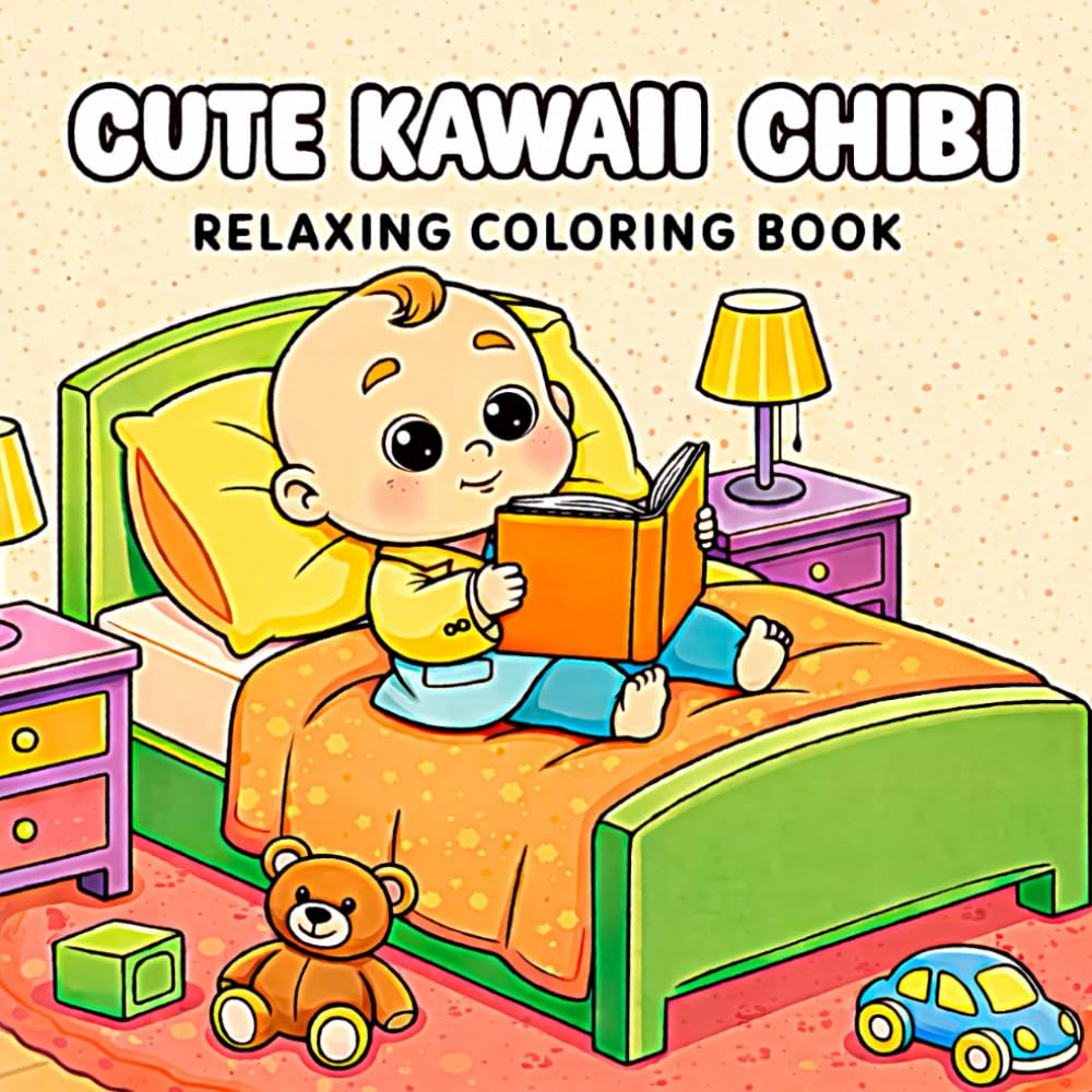 Cute Kawaii Chibi Relaxing Coloring Book: 40 Single-Sided Stress Relief Coloring Pages for Kids, Teens & Seniors